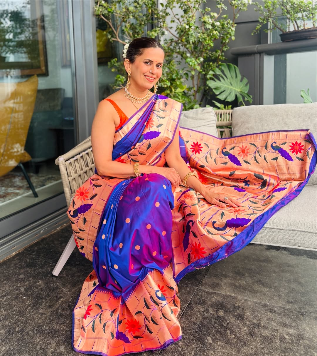 Sonali Khare Purple Paithani Saree