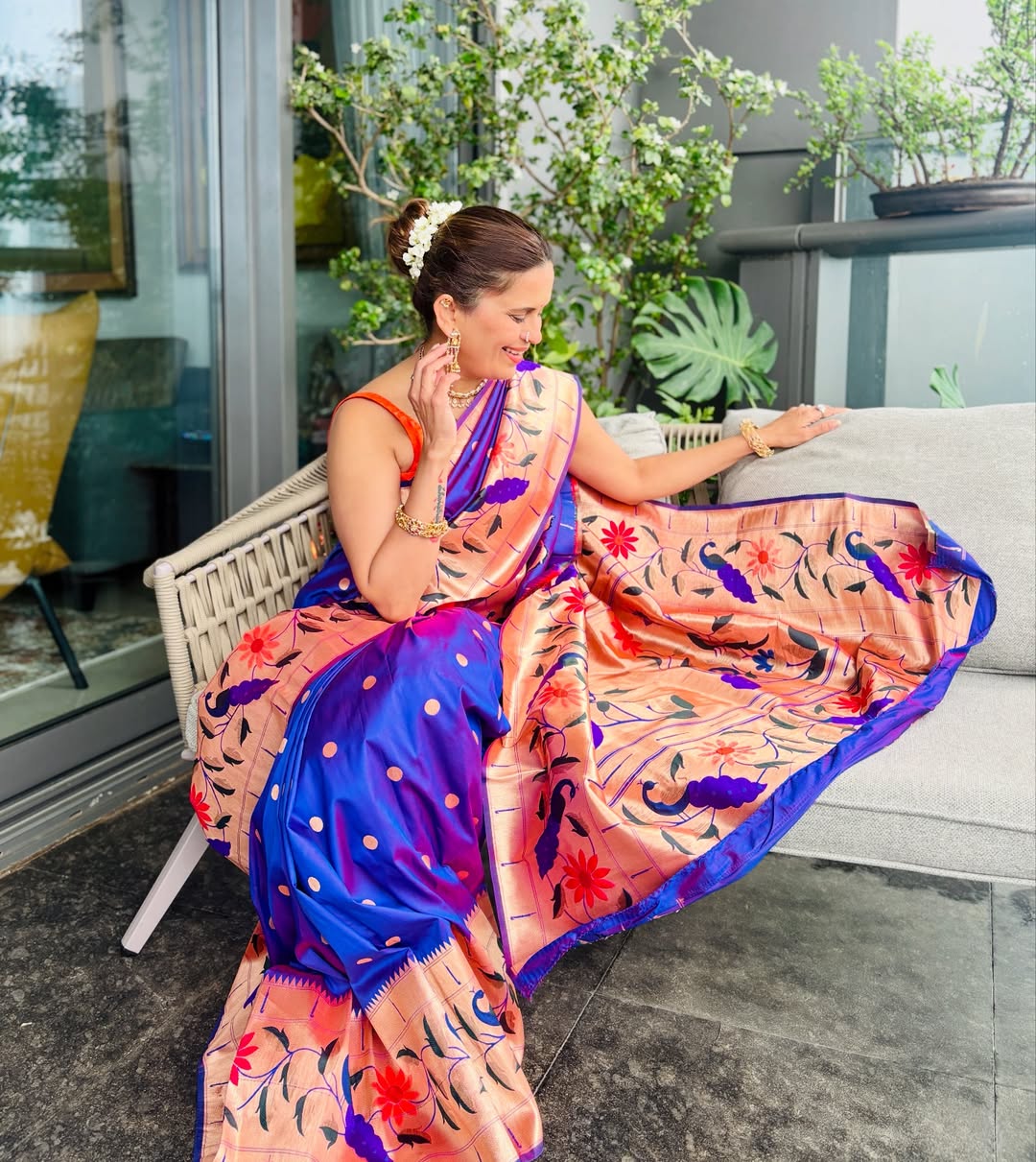 Sonali Khare Purple Paithani Saree