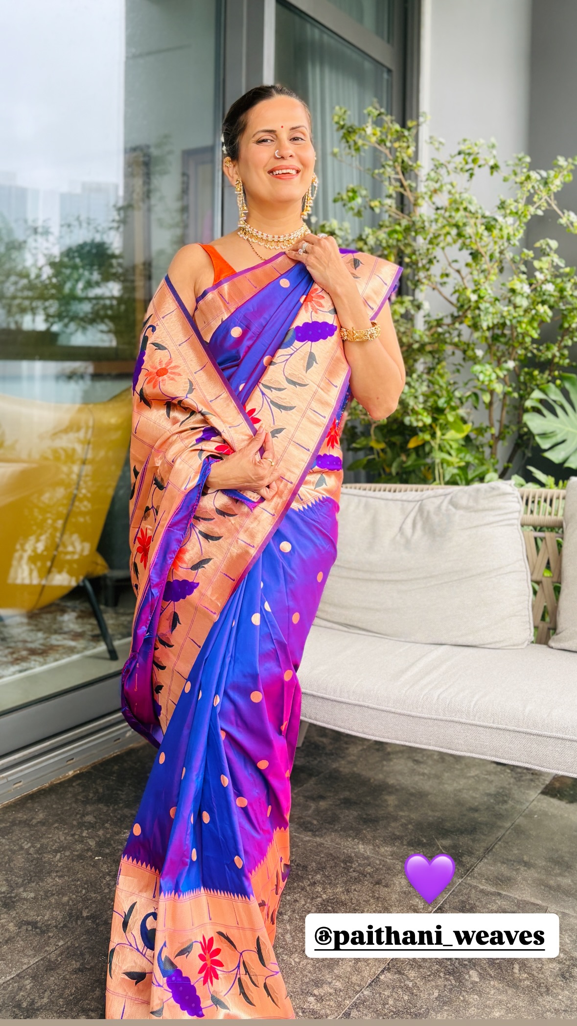 Sonali Khare Purple Paithani Saree