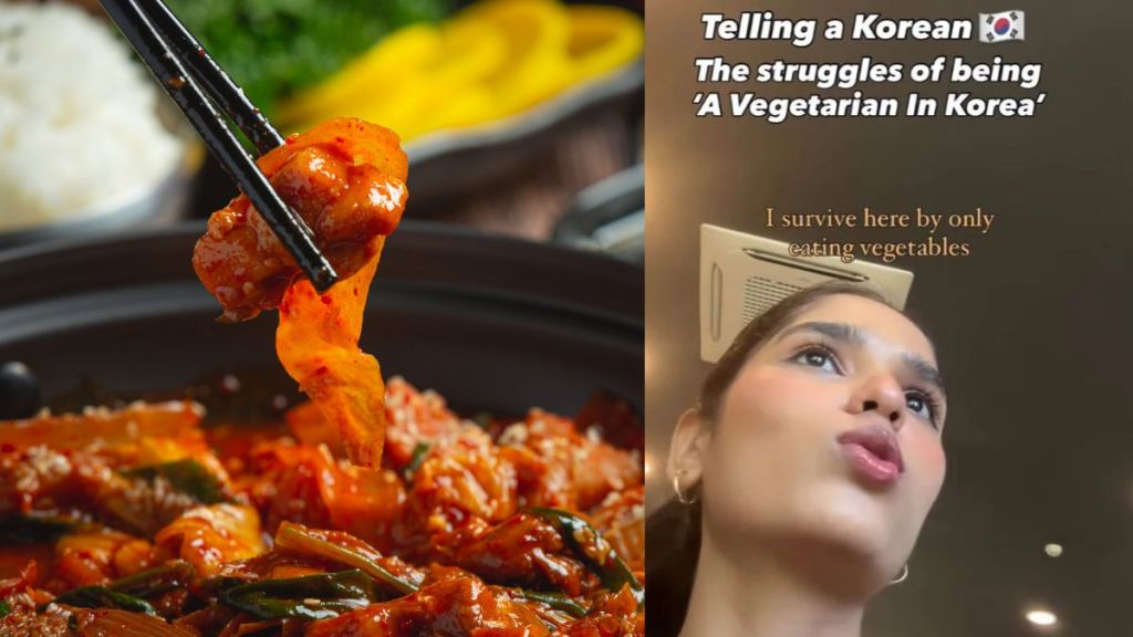 The Indian student explains that she only eats vegetables in Korea