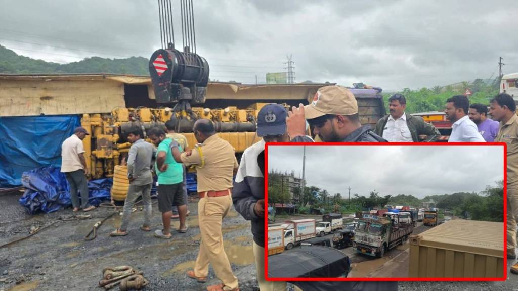 Traffic jam on Mumbai Ahmedabad National Highway due to truck accident