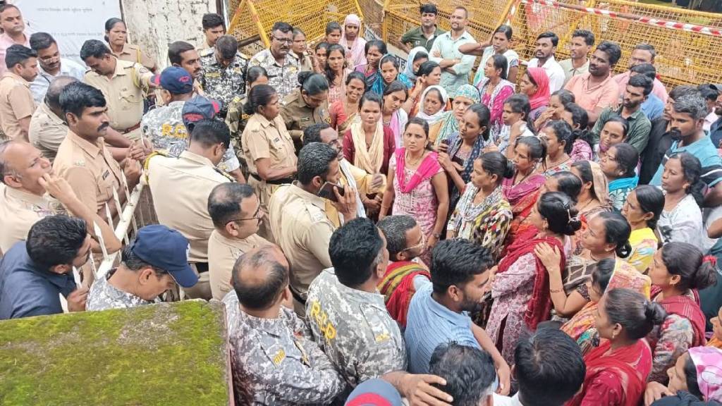 Contractual employees entered the Adivasi Vikas Bhavan premises