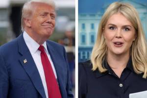 US President Donald Trump praised his press secretary Karoline Leavitt. (Photo Reuters)