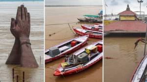 Photos: वाराणसीमध्ये गंगेचं रौद्र रूप; पूरस्थितीमुळे ८४ घाट पाण्याखाली, मंदिरंही दिसेनाशी झाली…