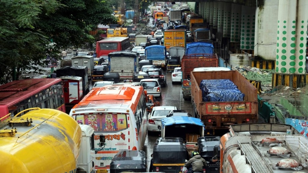 Thane traffic jam, Thane to Konkan buses, Ganeshotsav 2025 travel, Shiv Sena bus services, Thane traffic update,