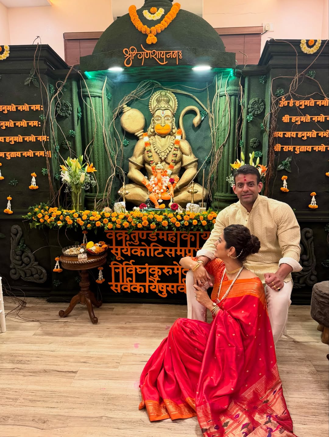 abhidnya bhave beautiful hanuman mandir decoration for ganpati
