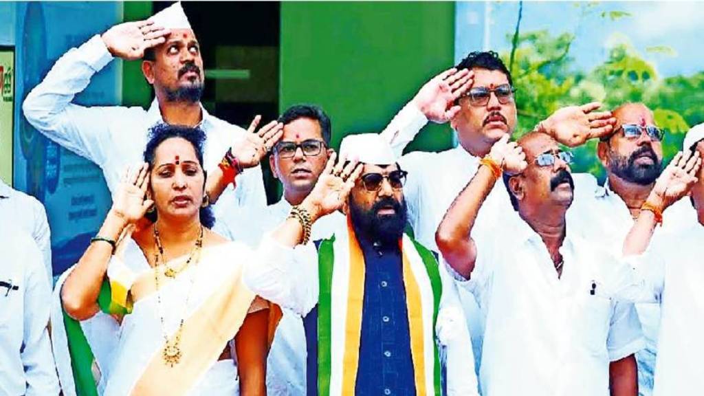 Bharat Gogawale went to Birwadi Gram Panchayat in Raigad district and hoisted the flag