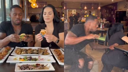 car crashes into influencers during food review
