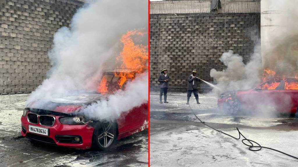 Car catches fire in Kasarvadavali