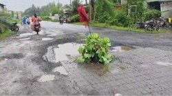 अलिबाग वडखळ राष्ट्रीय महामार्गाची खड्ड्यामुळे चाळण
