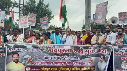 Congress protest Chandrapur's potholes get new name: 'Event MLA Marg'