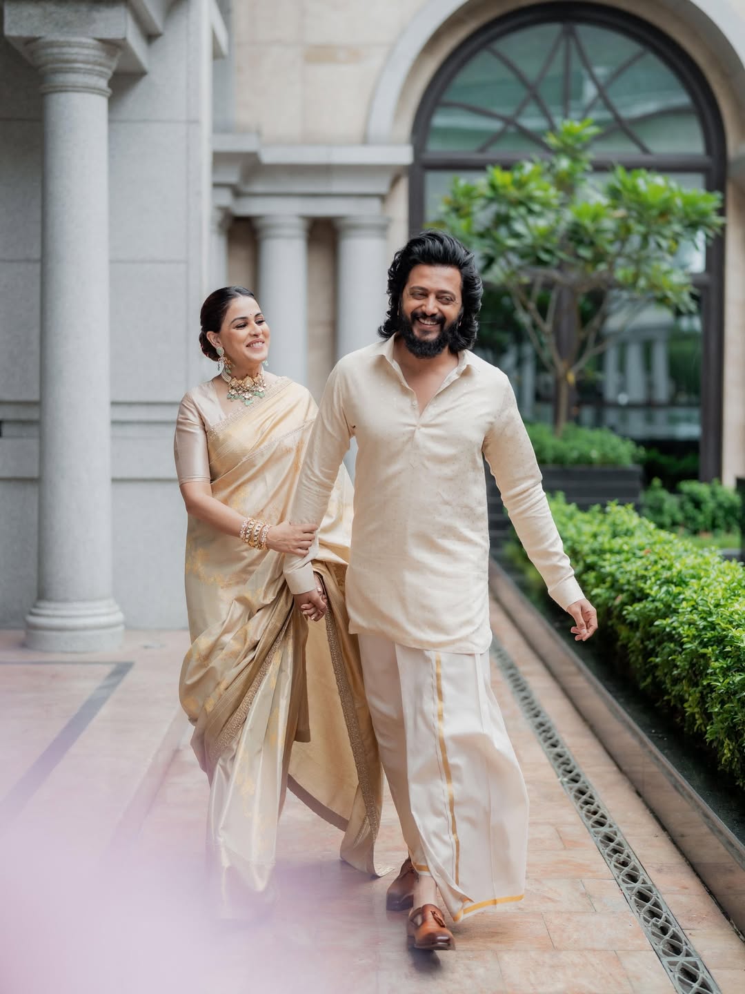 genelia and riteish deshmukh south indian look