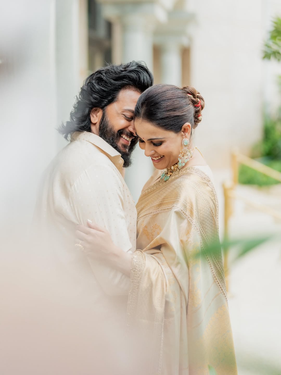 genelia and riteish deshmukh south indian look