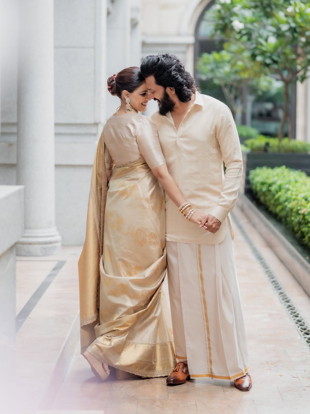genelia and riteish deshmukh south indian look