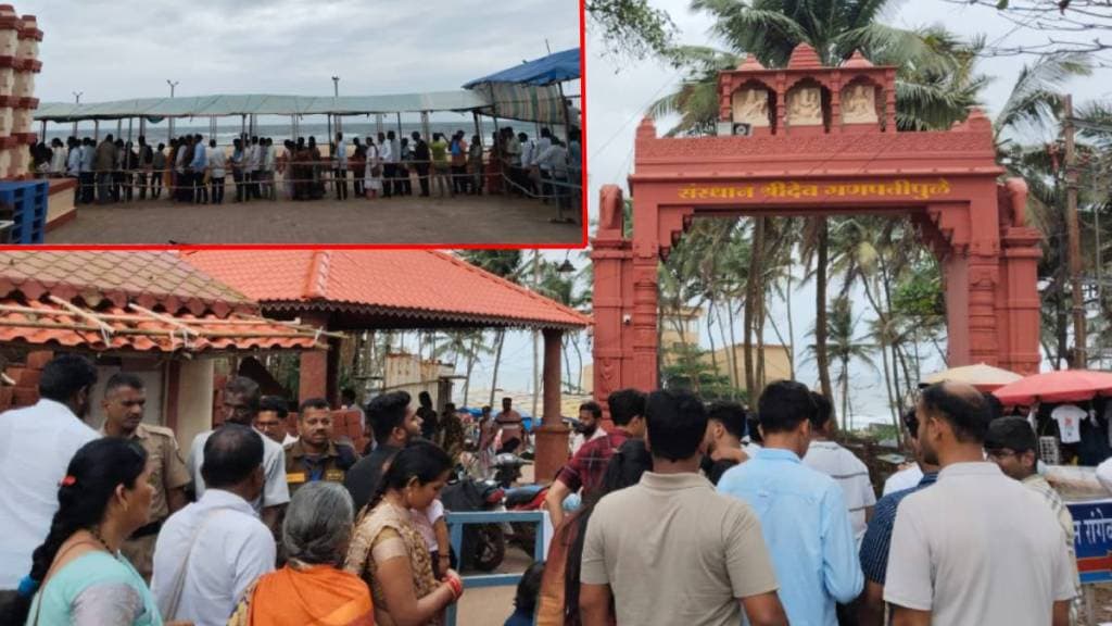 Ganesh devotees gather for darshan at Ganpatipule.