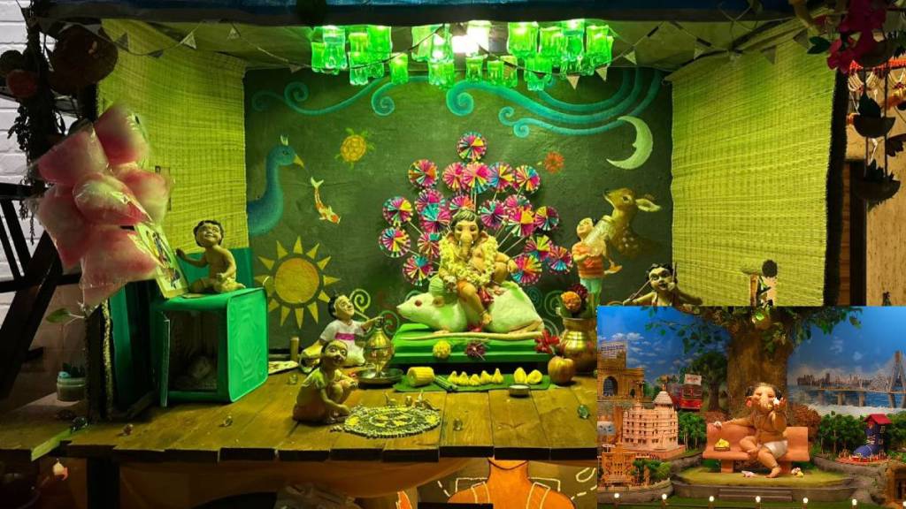 ganeshotsav 2025 ganpati decoration depict tourist places in mumbai