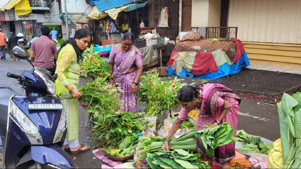 Gauri festival flowers at the market in Dombivli