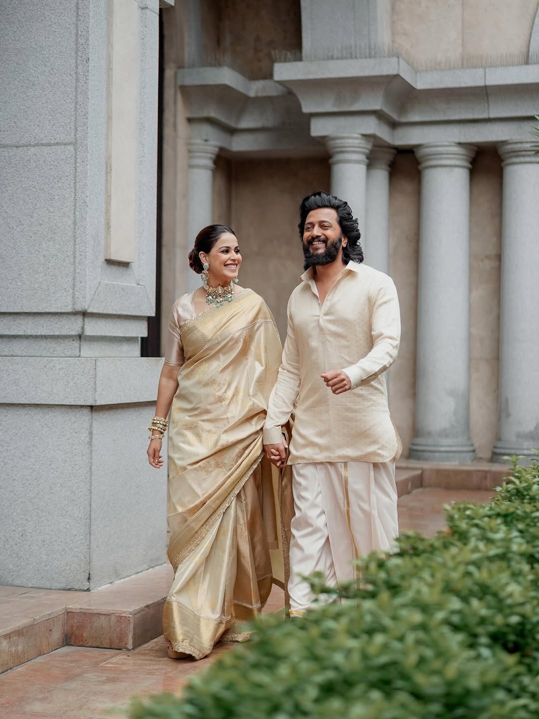 genelia and riteish deshmukh south indian look