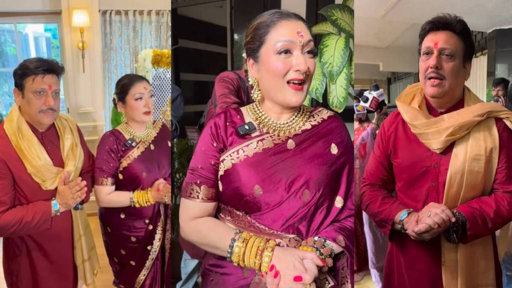 govinda and sunita ahuja twinning look and celebrates ganesh chaturthi