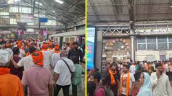 Manoj Jarange Patil Maratha Reservation Protest मराठा आंदोलकांची लोकलकडे धाव; लोकलमध्ये तुडुंब गर्दी