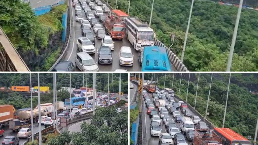 Traffic on the Pune-Mumbai highway is slow due to consecutive holidays