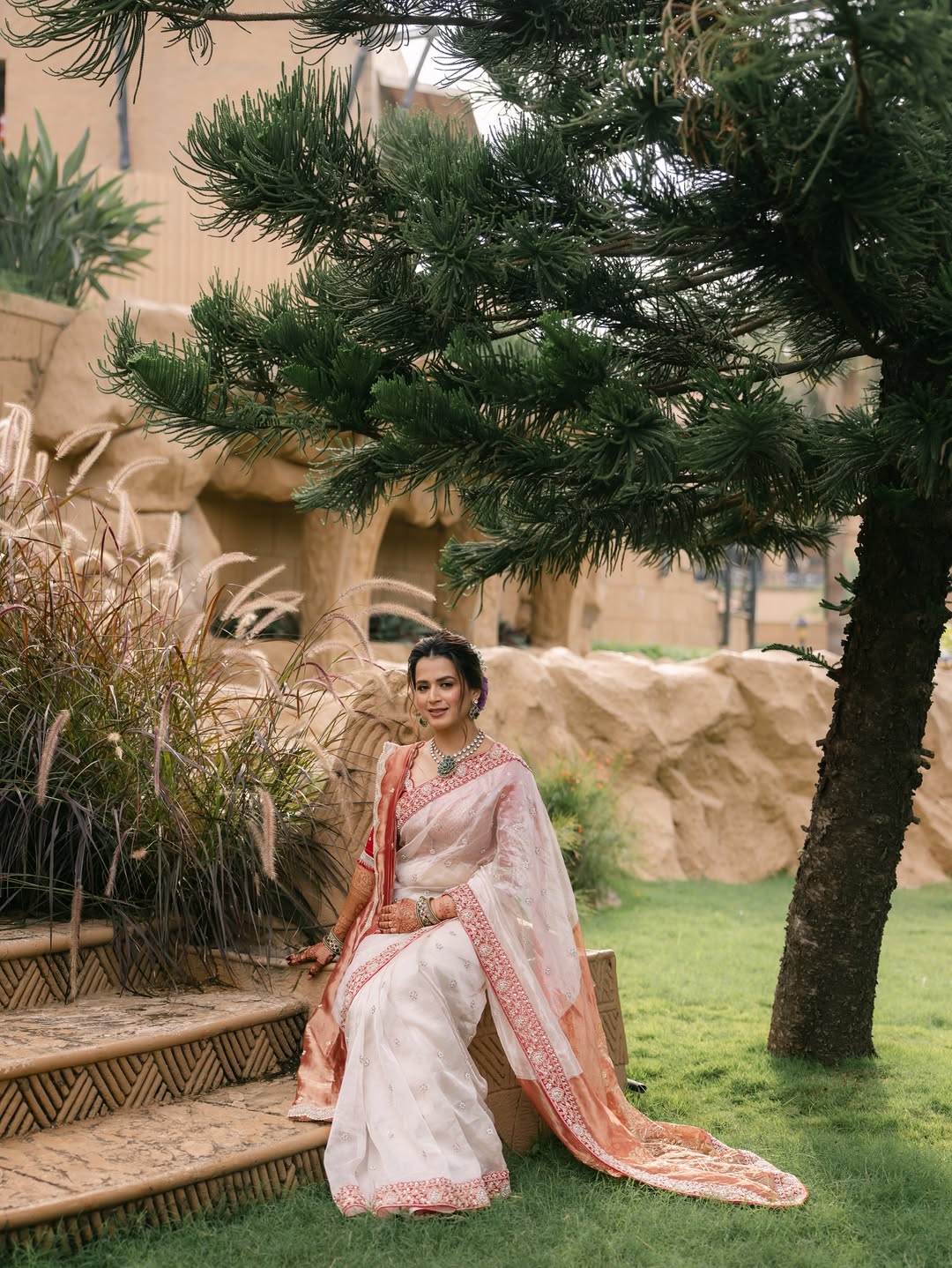 prajakta gaikwad royal engagement photos actress designer blouse with husband