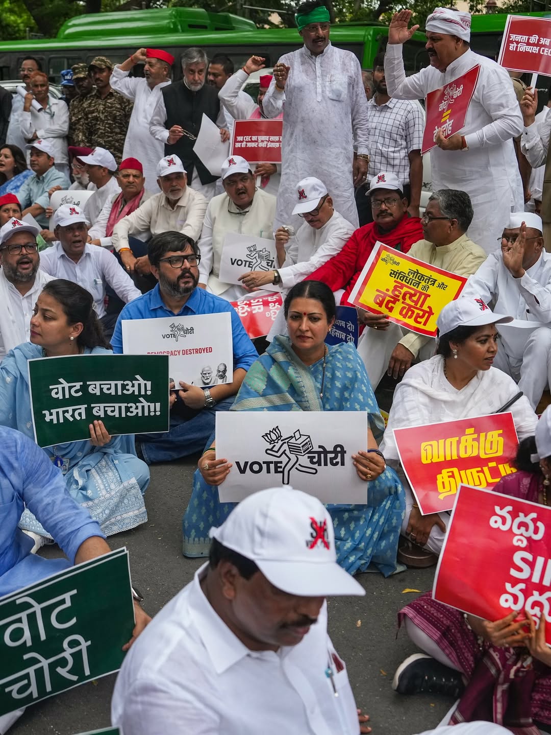 parliament protest, rahul gandhi, india alliance protest photos, election commission