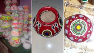 Colorful decorative pots for Dahi Handi