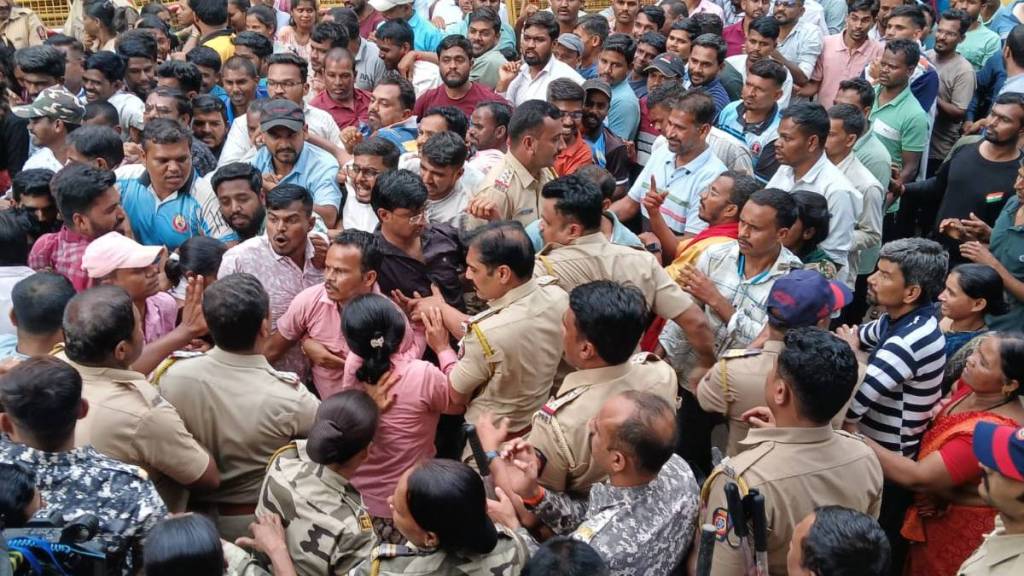 Contract employees of tribal ashram schools protest