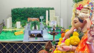 ganesh festival display highlights opposition to thane-borivali underground road