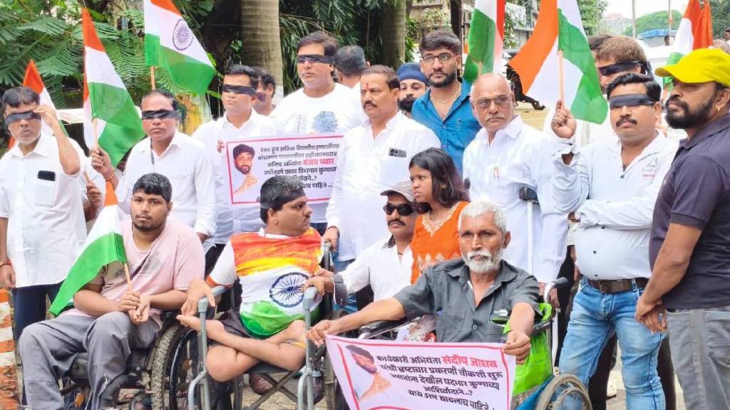 disabled citizens protest outside ulhasnagar civic hq