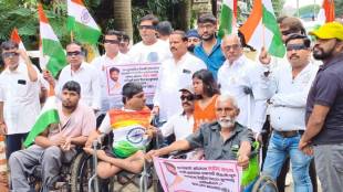 disabled citizens protest outside ulhasnagar civic hq