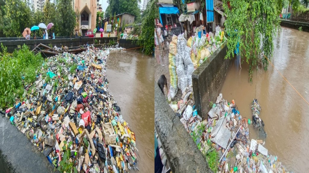 thane majiwada waterlogging due to waste