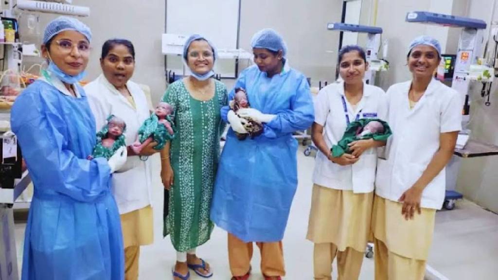 A woman in Satara gave birth to four children