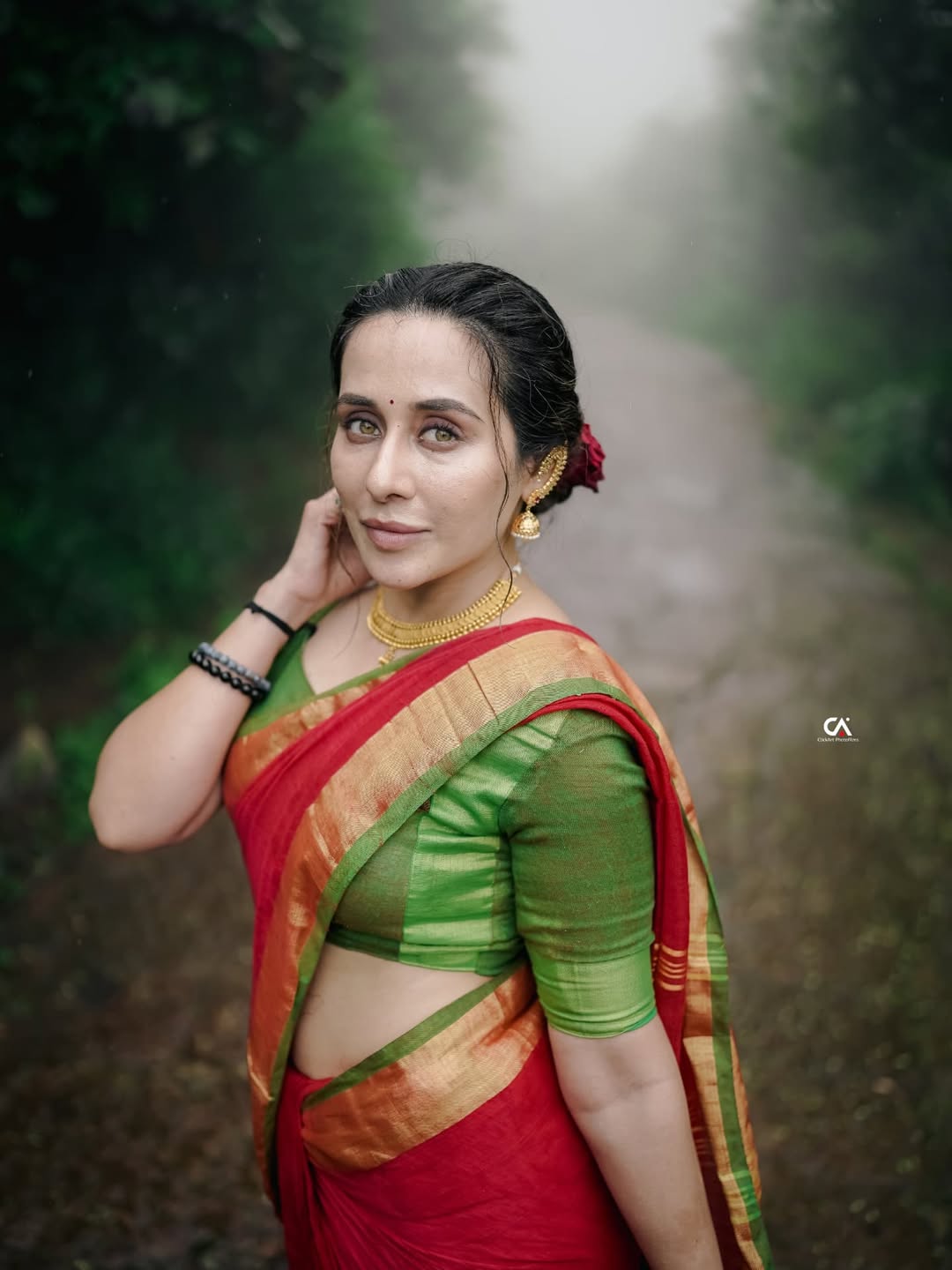 Tejaswini Lonari Navratri fifth day green outfit look
