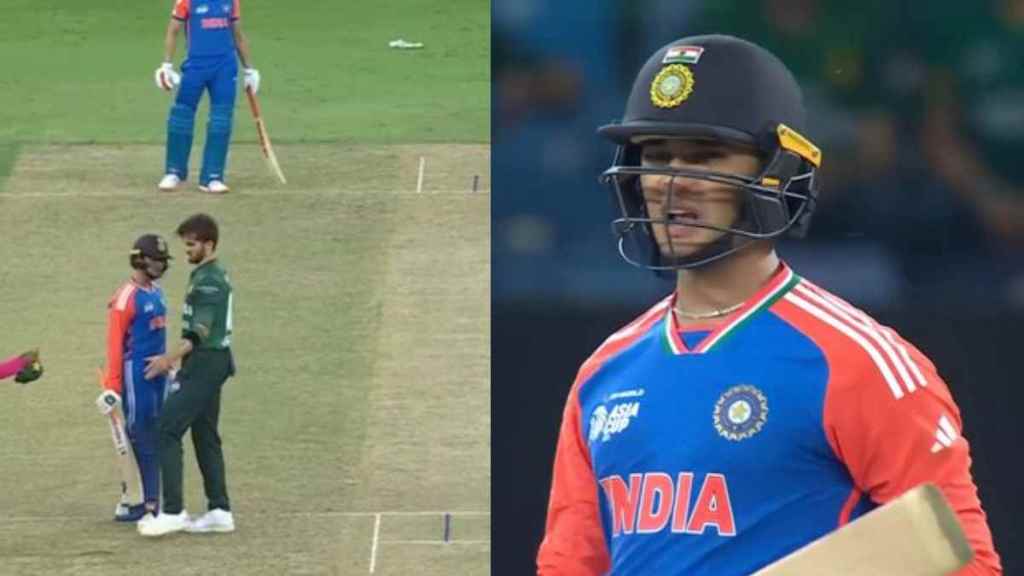 Abhishek Sharma Shaheen Shah Afridi Fight After First Ball Six Said Go and Bowl Video