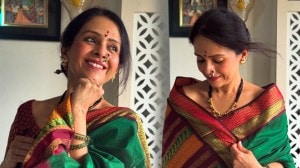 हिरव्या ‘रंजिनी’ साडी खुललं ऐश्वर्या नारकर यांचं सौंदर्य; पाहा खास फोटो