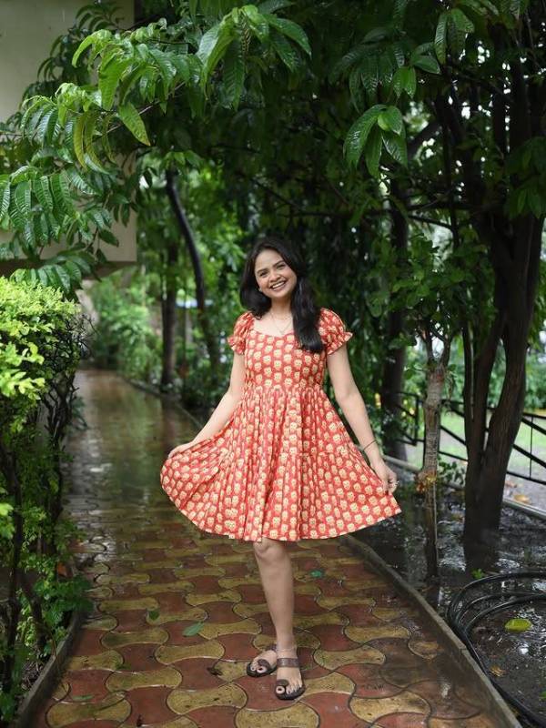 Apurva gore in printed dress