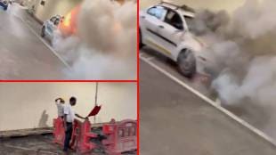 A vehicle caught fire in a tunnel on the sea route