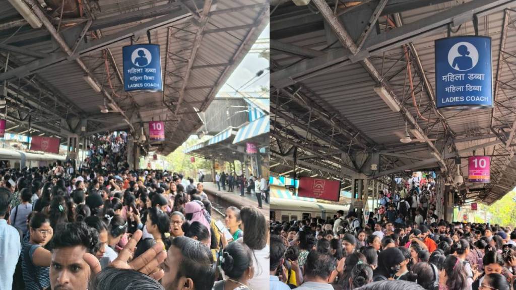 Crowd of passengers at Thane station on Transharbour line