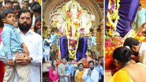 नातवाला कडेवर घेतलं, बाप्पाचं दर्शन घडवलं; उपमुख्यमंत्री एकनाथ शिंदे सहकुटुंब ‘लालबागचा राजा’चरणी नतमस्तक…