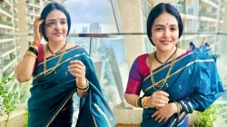 Navratri 2025: घराच्या बाल्कनीत दीपा चौधरीचं मोरपंखी रंगाच्या साडीत फोटोशूट