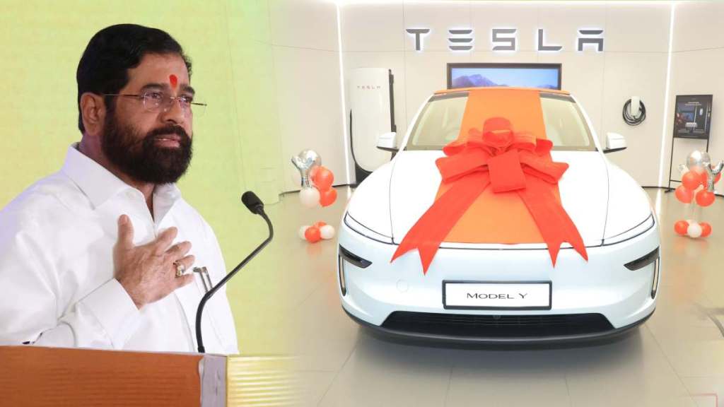 Eknath Shinde Tesla car