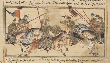 Fight between Mahmud of Ghazni and Abu 'Ali Simjuri. Jami al-Tawarikh, 1314