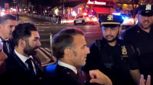 French President Macron car stoped by newyork police