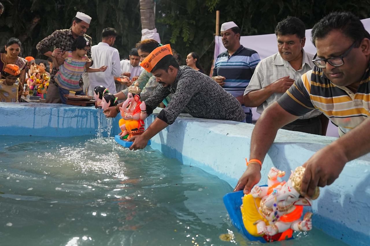 GAURI and ganesh VISARJAN on the seventh day of Ganesh Festival