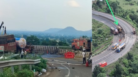 Gas tanker accident on Nashik highway mumbai agra highway