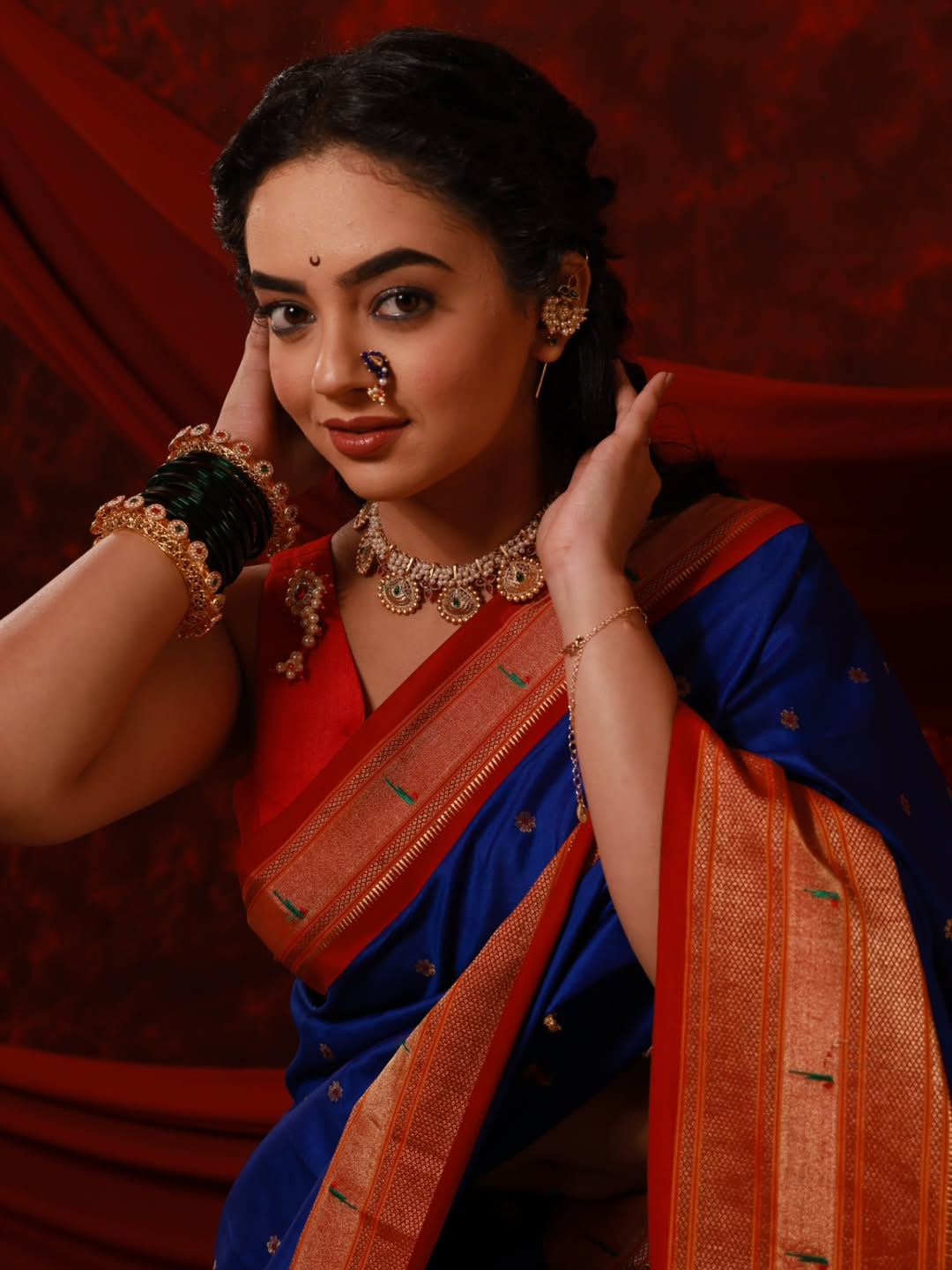 Gauri Kulkarni Blue Paithani Saree Look