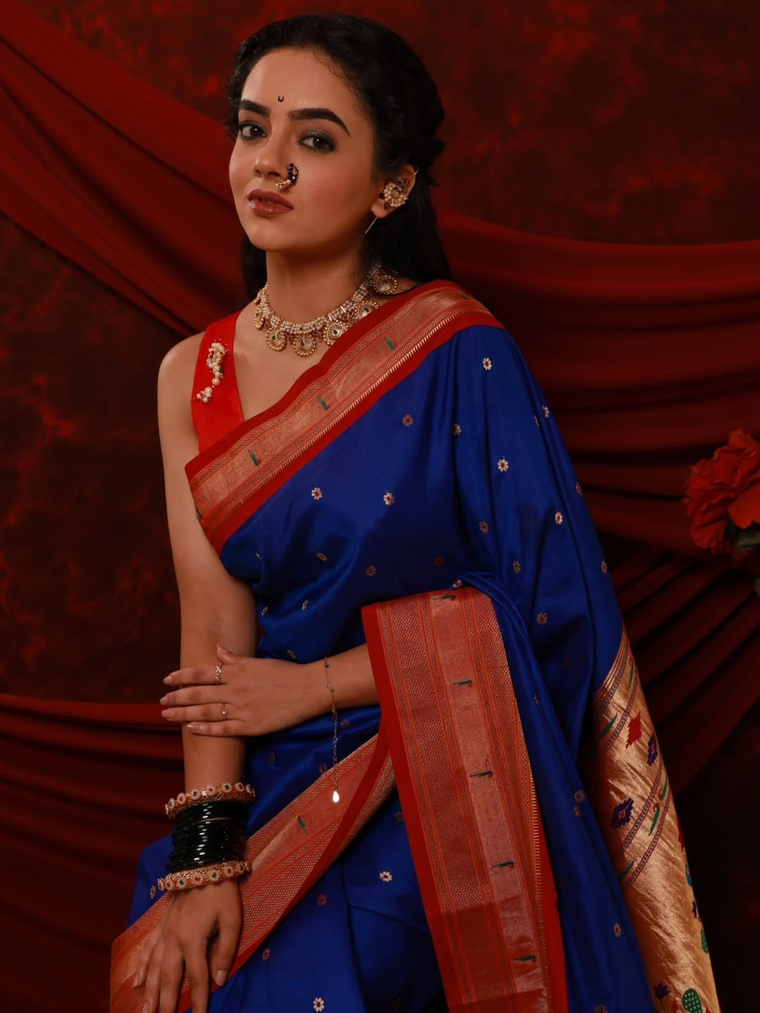 Gauri Kulkarni Blue Paithani Saree Look