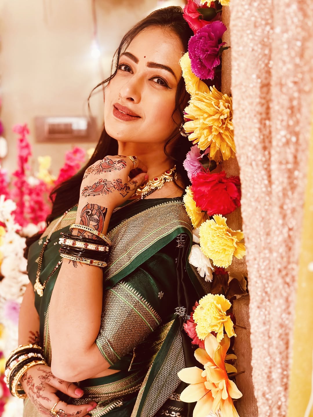 Girija Prabhu Green Paithani Saree Look